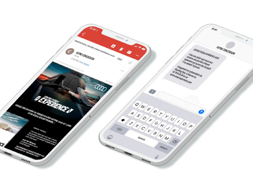 Campagne email et SMS d'invitation au Centre d'Essai Expérience