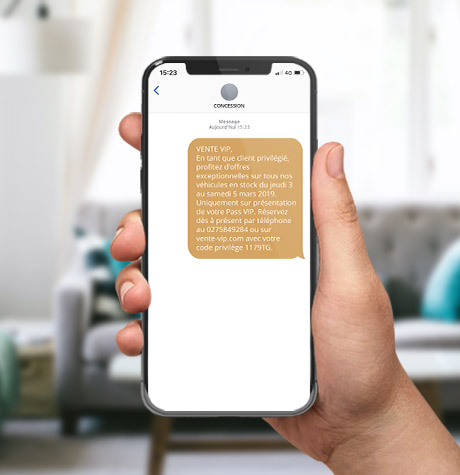 Invitation par SMS à la Vente VIP d'une concession automobile
